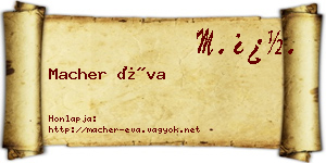 Macher Éva névjegykártya